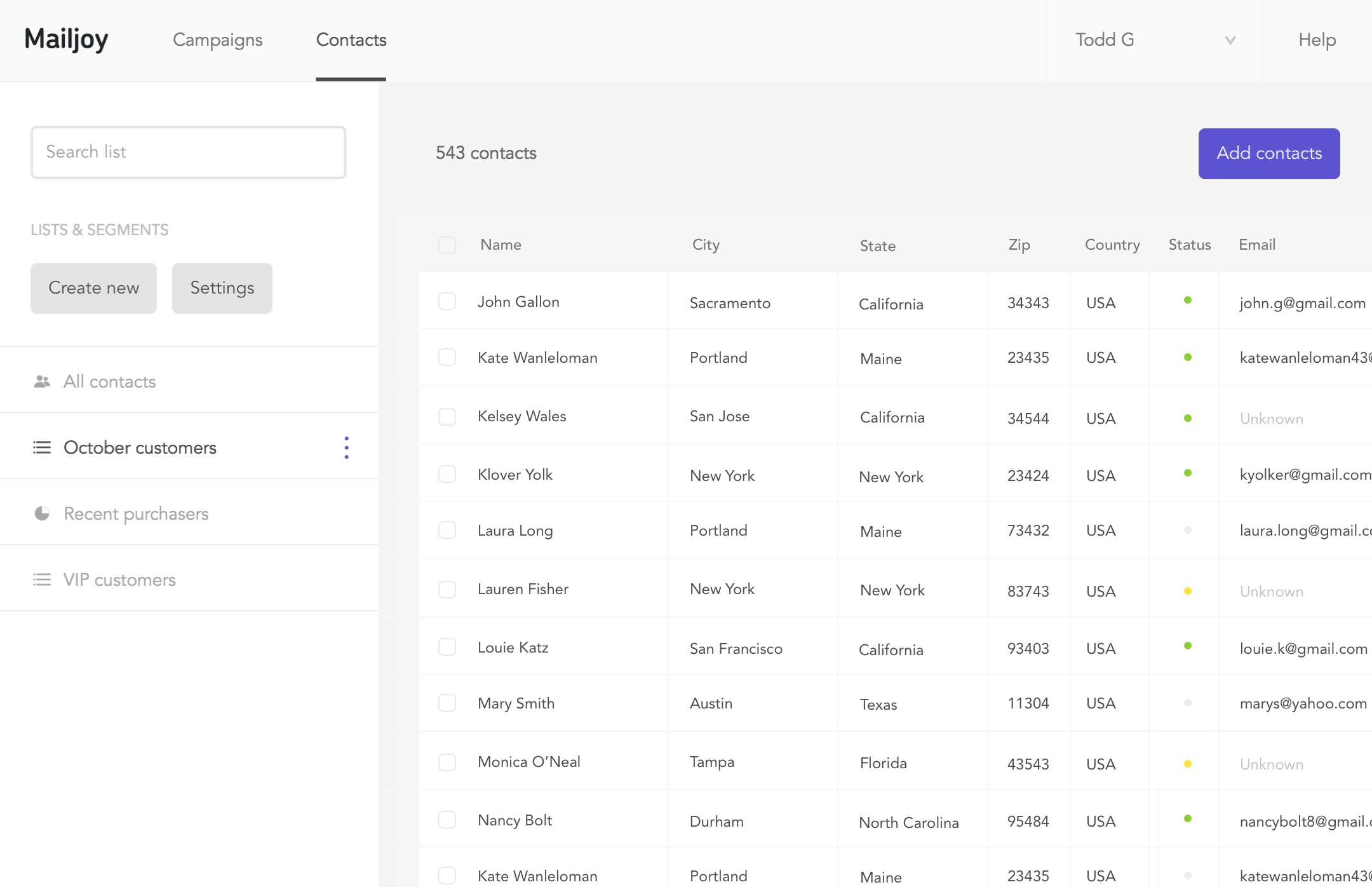 Manage your direct mail contacts and build lists