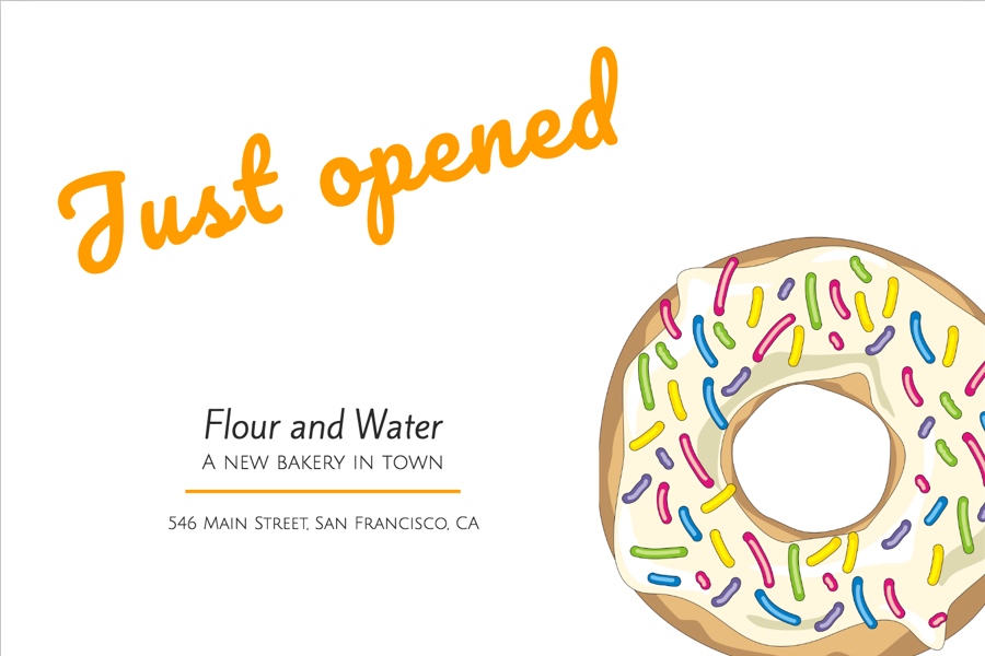 Flour and Water Bakery Just Opened Postcard Template