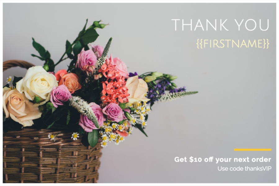 Flowers Thank You Postcard Template